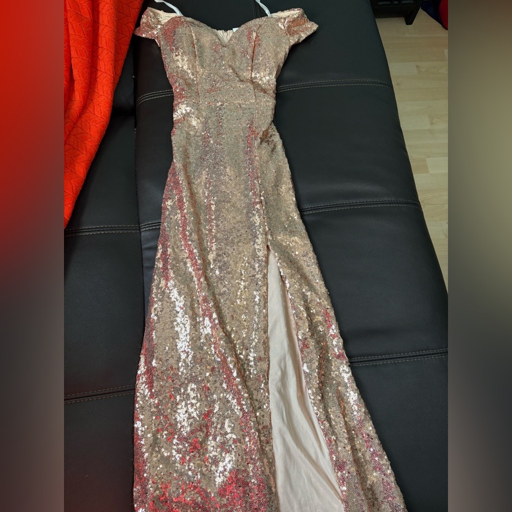B. Smart Gold Sequin Maxi Dress